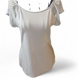 Express Lilac Scoop Neck Top with Sheer Flutter Sleeves - Size Medium